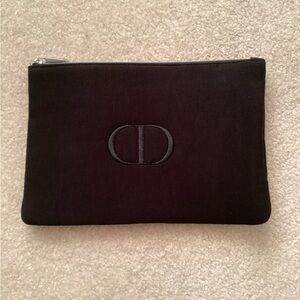 Dior Beauty Black CD Flat Clutch Pouch Bag